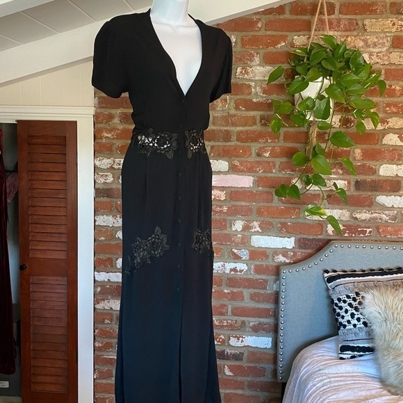 Black maxi dress Merritt Charles Black Lace Maxi Schiffer Dress Size Medium - Picture 3 of 11